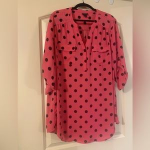 Bold Barbie Pink-n-Polka Dot Fiend Needed for Torrid Harper Blouse